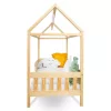 Gyermek ház alakú ágy korláttal és ágyráccsal New Baby CASTELLO 160x80 cm természetes