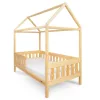Gyermek ház alakú ágy korláttal és ágyráccsal New Baby CASTELLO 160x80 cm természetes