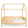 Gyermek ház alakú ágy korláttal és ágyráccsal New Baby CASTELLO 160x80 cm természetes