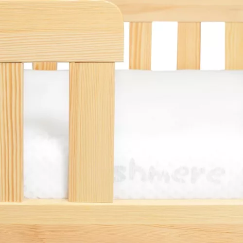 Gyermek ház alakú ágy korláttal és ágyráccsal New Baby CASTELLO 160x80 cm természetes