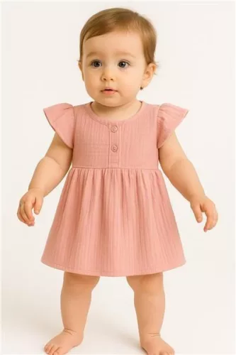 Baba muszlin ruha New Baby pink
