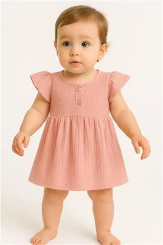 Baba muszlin ruha New Baby pink