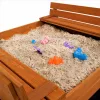 Zárható fa homokozó padokkal és tetővel gyerekeknek Baby Mix 120x120 cm szürke