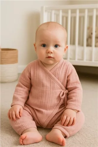 Baba muszlin kezeslábas New Baby pink