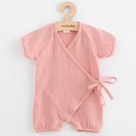 Baba nyári muszlin kezeslábas New Baby pink