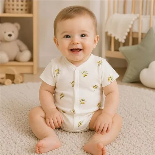 Baba Biopamut rövid ujjú patentos body New Baby Olives