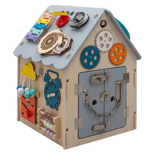 Fa interaktív Activity Board házikó Baby Mix szürke