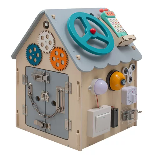 Fa interaktív Activity Board házikó Baby Mix szürke