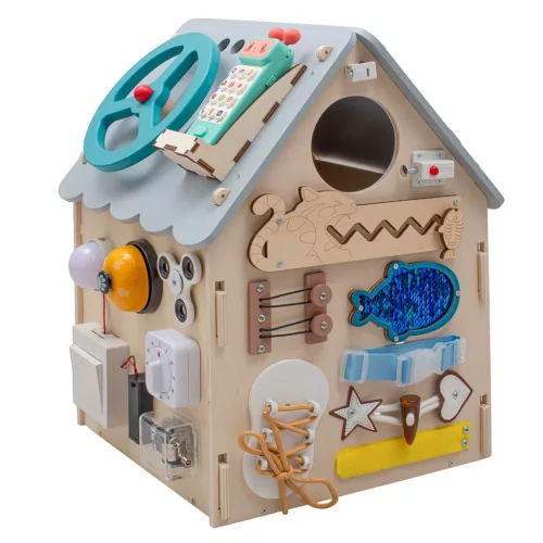 Fa interaktív Activity Board házikó Baby Mix szürke