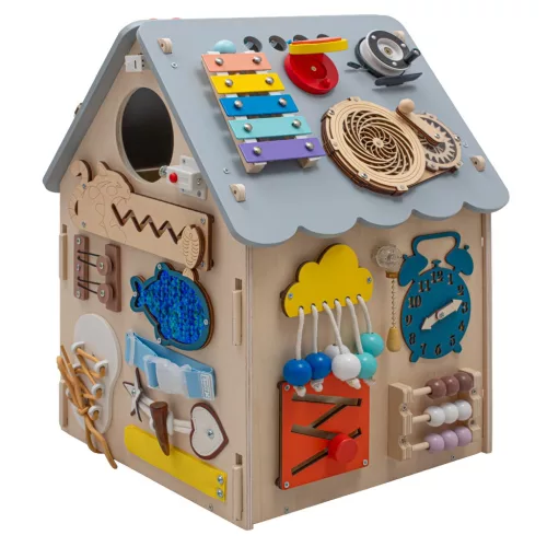 Fa interaktív Activity Board házikó Baby Mix szürke