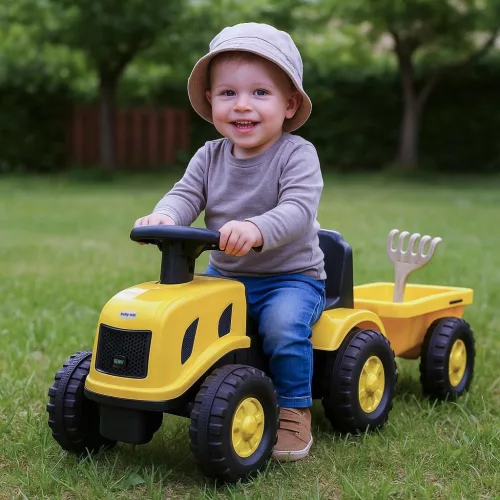 Gyermek lábbal hajtós traktor Baby Mix Benny sárga