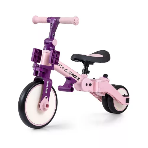 Gyerek háromkerekű bicikli 5az1-ben Milly Mally Optimus Max tolókarral pink