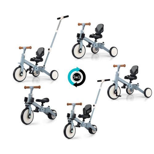 Gyerek háromkerekű bicikli 5az1-ben Milly Mally Optimus Max tolókarral denim