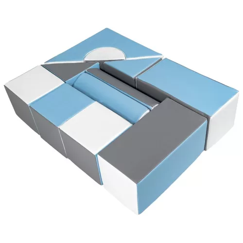 Habkockák – óriási építőkészlet 11 db white-baby blue-grey
