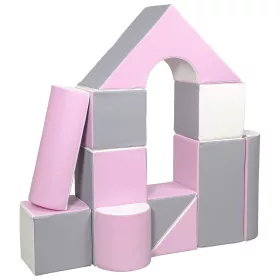   Habkockák – óriási építőkészlet 11 db white-light pink-grey