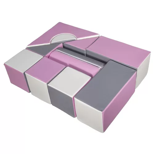 Habkockák – óriási építőkészlet 11 db white-light pink-grey