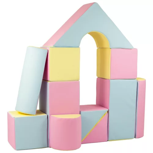 Habkockák – óriási építőkészlet 11 db pink-blue-yellow (pastel)