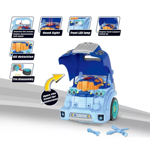 Realisztikus modell az autó elejének nyitható motorháztetőjével, Milly Mally N-GINE blue