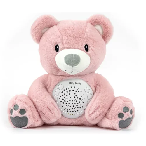 Plüss szundibarát maci projektorral Milly Mally Bear pink