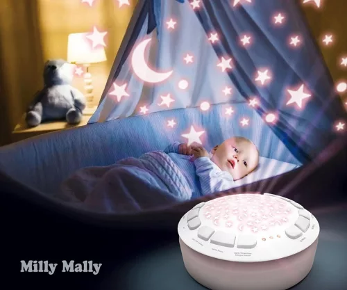 Plüss szundibarát maci projektorral Milly Mally Bear pink