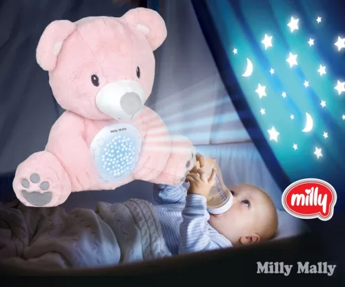 Plüss szundibarát maci projektorral Milly Mally Bear pink