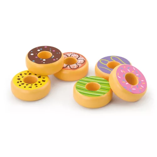 Gyermek fajáték Viga 6 darabos fa fánk készlet