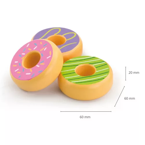 Gyermek fajáték Viga 6 darabos fa fánk készlet