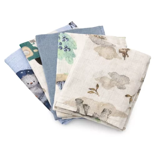 Pamut pelenka nyomtatott mintával NEW BABY 60x80 cm STANDARD BOY 5 db