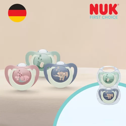 Baba cumi  NUK First Choice Night 0-6m 2 db Hippo/Koala
