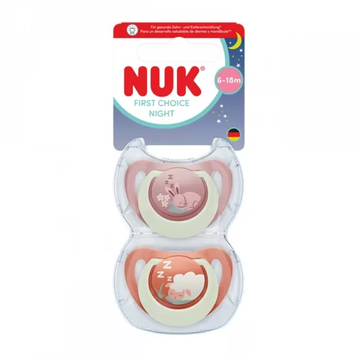 Baba cumi  NUK First Choice Night 0-6m 2 db Bunny/Sheep