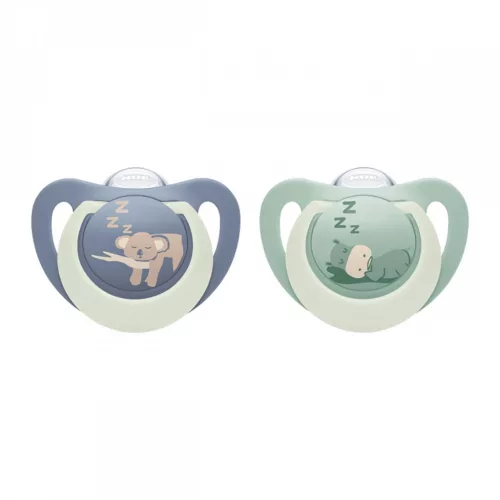 Baba cumi  NUK First Choice Night 6-18m 2 db Hippo/Koala