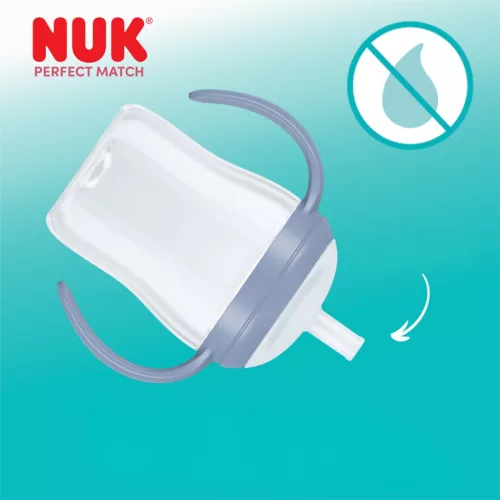 NUK Perfect Match tanuló cumisüveg szívószállal PENGUIN 150 ml