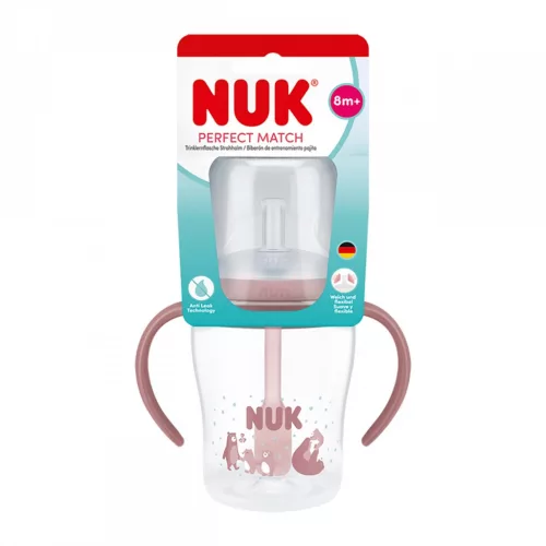 NUK Perfect Match tanuló cumisüveg szívószállal BEAR 150 ml