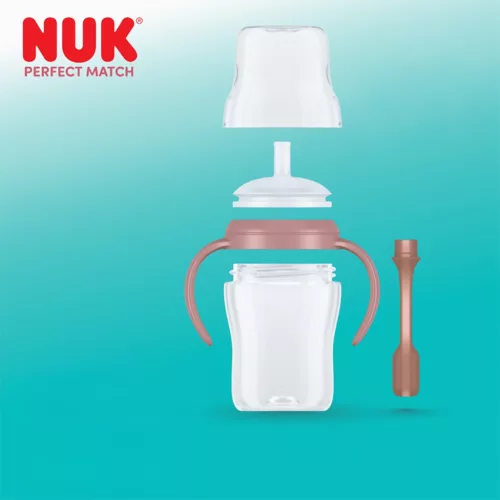 NUK Perfect Match tanuló cumisüveg szívószállal BEAR 150 ml