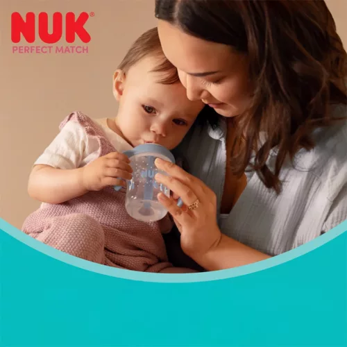 NUK Perfect Match tanuló cumisüveg szívószállal BEAR 150 ml