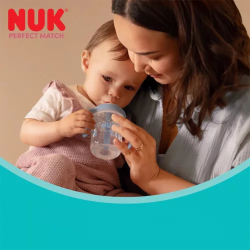 NUK Perfect Match tanuló cumisüveg szívószállal PENGUIN 260 ml