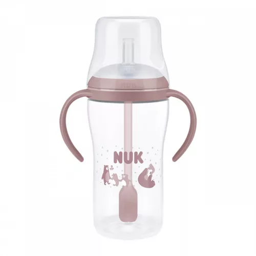 NUK Perfect Match tanuló cumisüveg szívószállal BEAR 260 ml