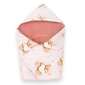   Bélelt babatakaró, pólya autós hordozóba New Baby Love Teddy Bear pink