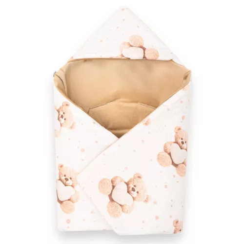 Bélelt babatakaró, pólya autós hordozóba New Baby Love Teddy Bear beige