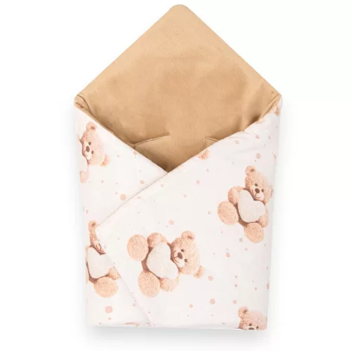 Bélelt babatakaró, pólya autós hordozóba New Baby Love Teddy Bear beige