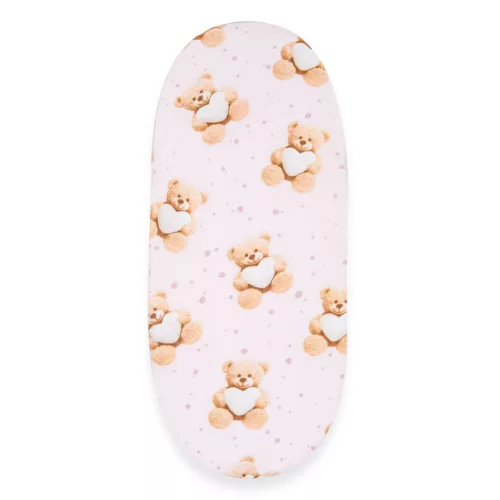 Pamut babakocsihoz való lepedő pamut New Baby Love Teddy Bear pink 35x75 cm