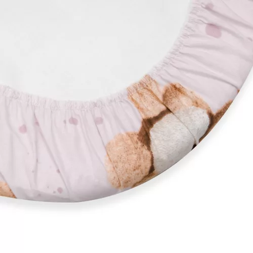 Pamut babakocsihoz való lepedő pamut New Baby Love Teddy Bear pink 35x75 cm