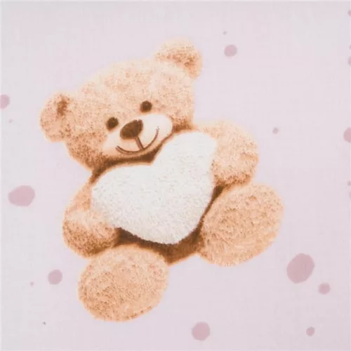Pamut babakocsihoz való lepedő pamut New Baby Love Teddy Bear pink 35x75 cm