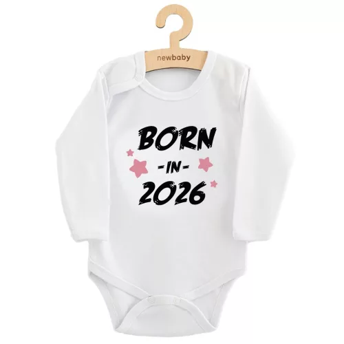 Gyermekek body nyomtatással New Baby BORN IN 2026 pink