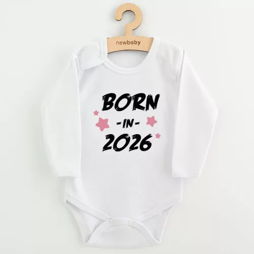 Gyermekek body nyomtatással New Baby BORN IN 2026 pink