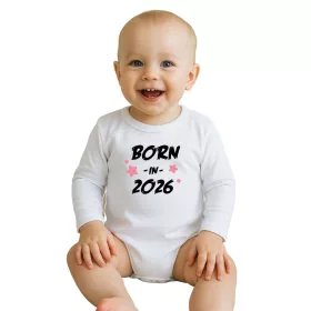 Gyermekek body nyomtatással New Baby BORN IN 2026 pink