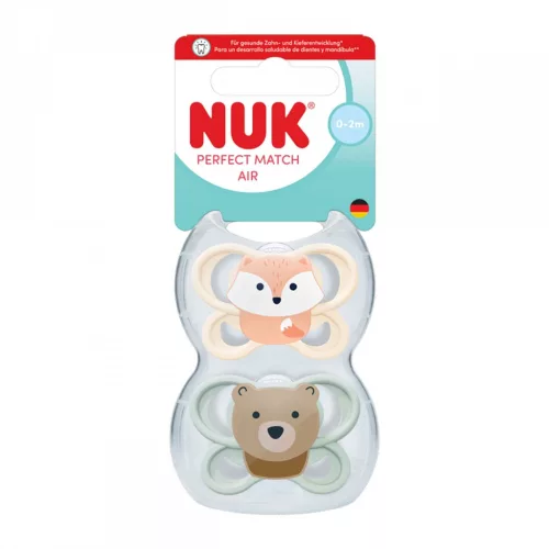 Baba cumi  NUK Perfect Match Air FOX/BEAR 0-2m 2db box