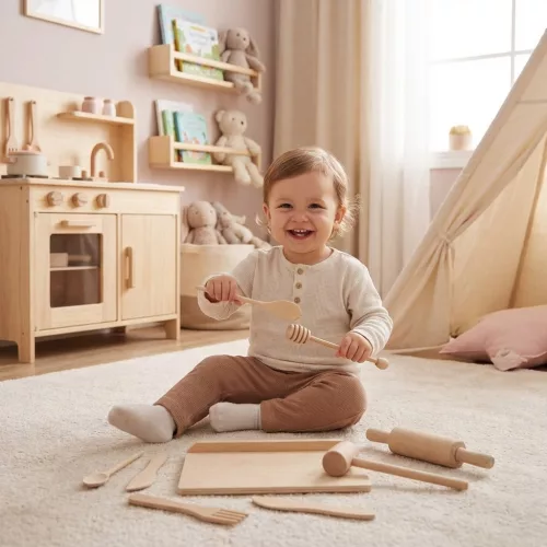 Gyönyörű fa konyhai játékszett kis séfeknek Baby Mix
