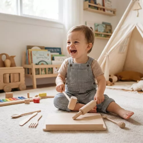 Gyönyörű fa konyhai játékszett kis séfeknek Baby Mix