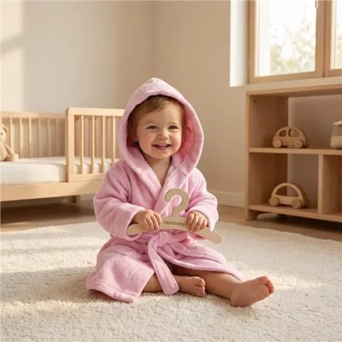 Gyerek frottír fürdőköpeny New Baby pink